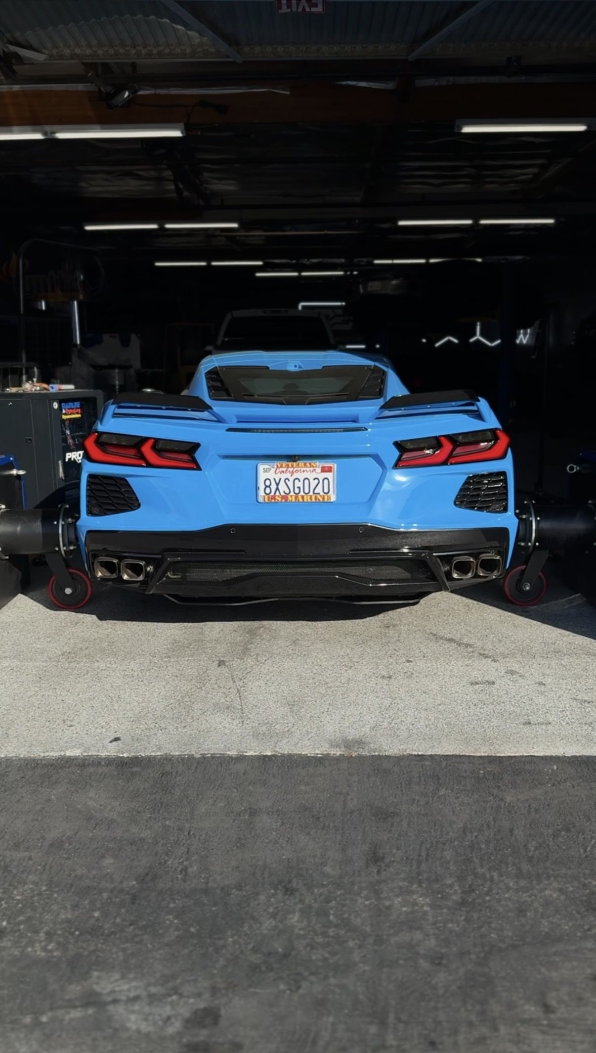 Blue C8 Corvette Stingray tuned at DEFI Motorsports in Corona, California
