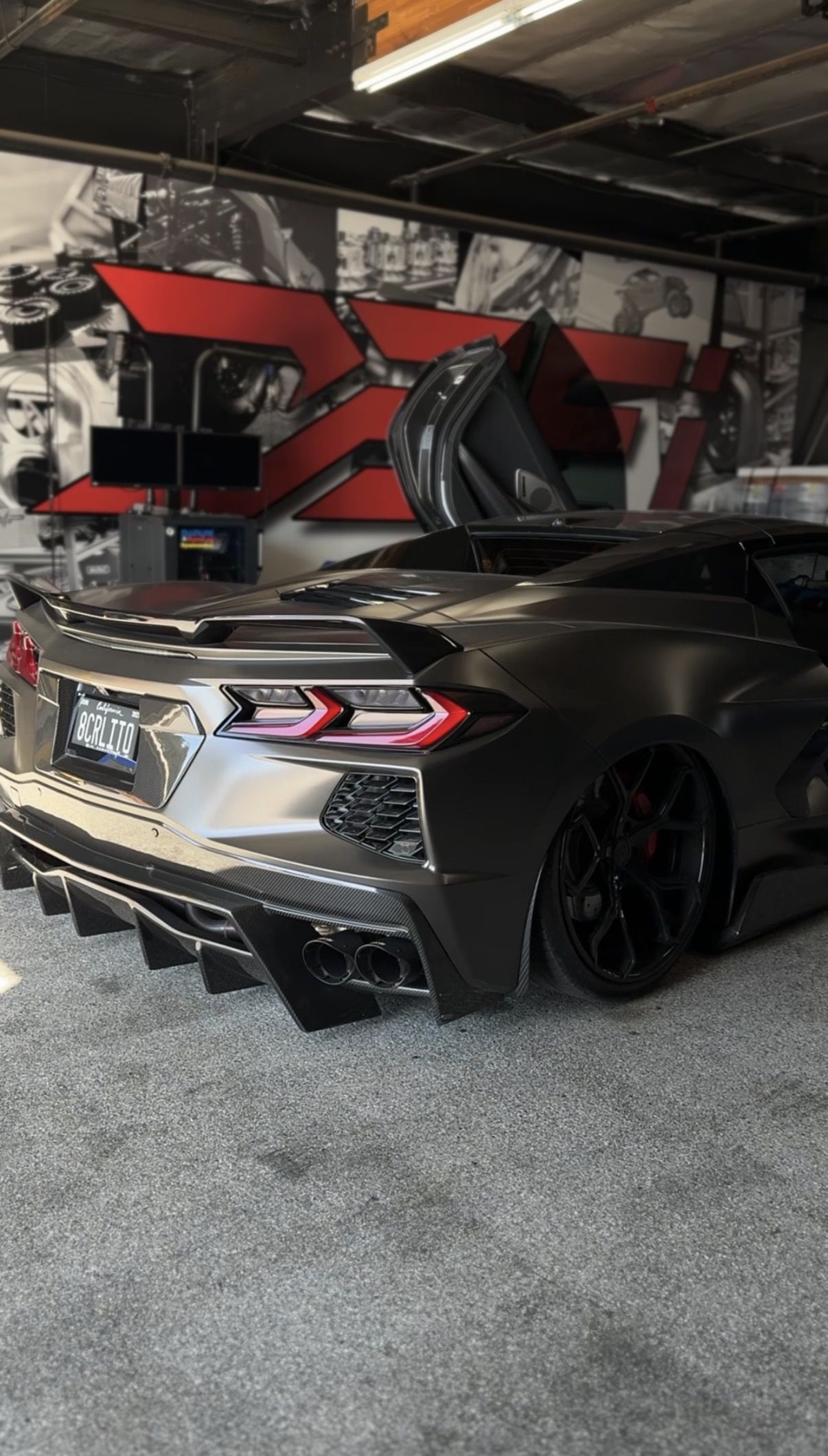 Bronze C8 Corvette Stingray on the dyno at DEFI Motorsports