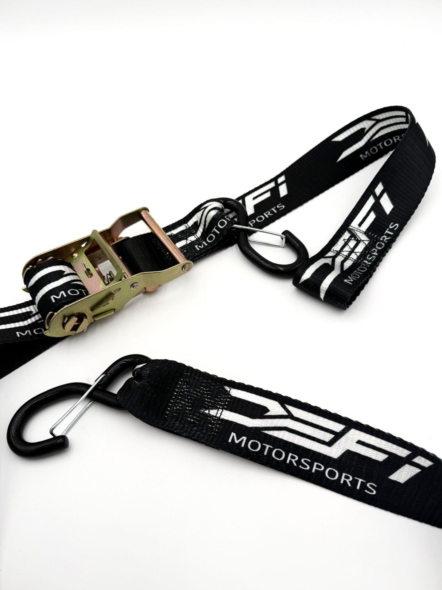 Detail of DEFI Motorsports tie-down straps