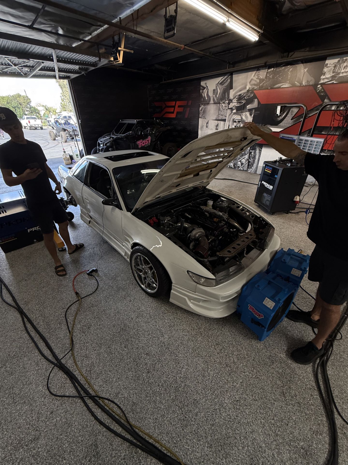 JZ engine swap in a Nissan 240SX S13 at DEFI Motorsports