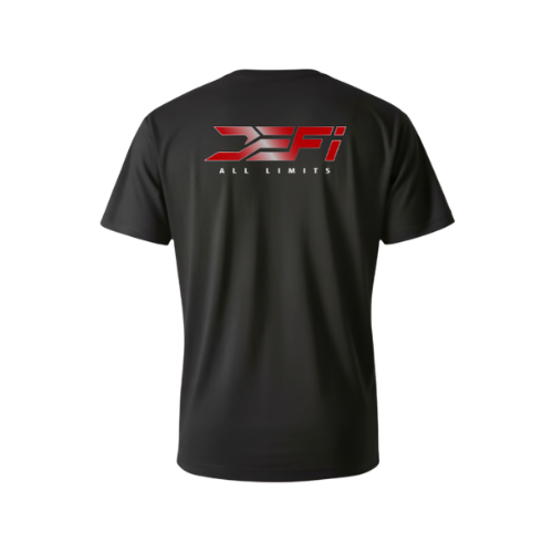 red mono on black t-shirt-back