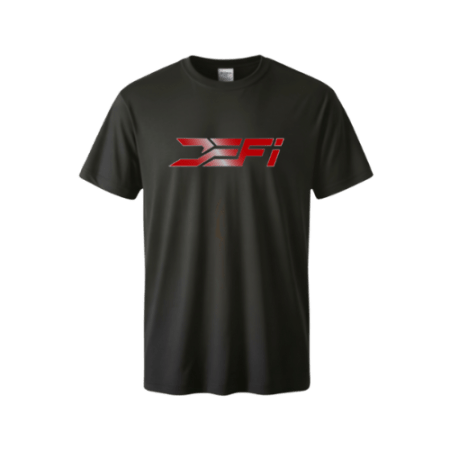 red mono on black t-shirt-front